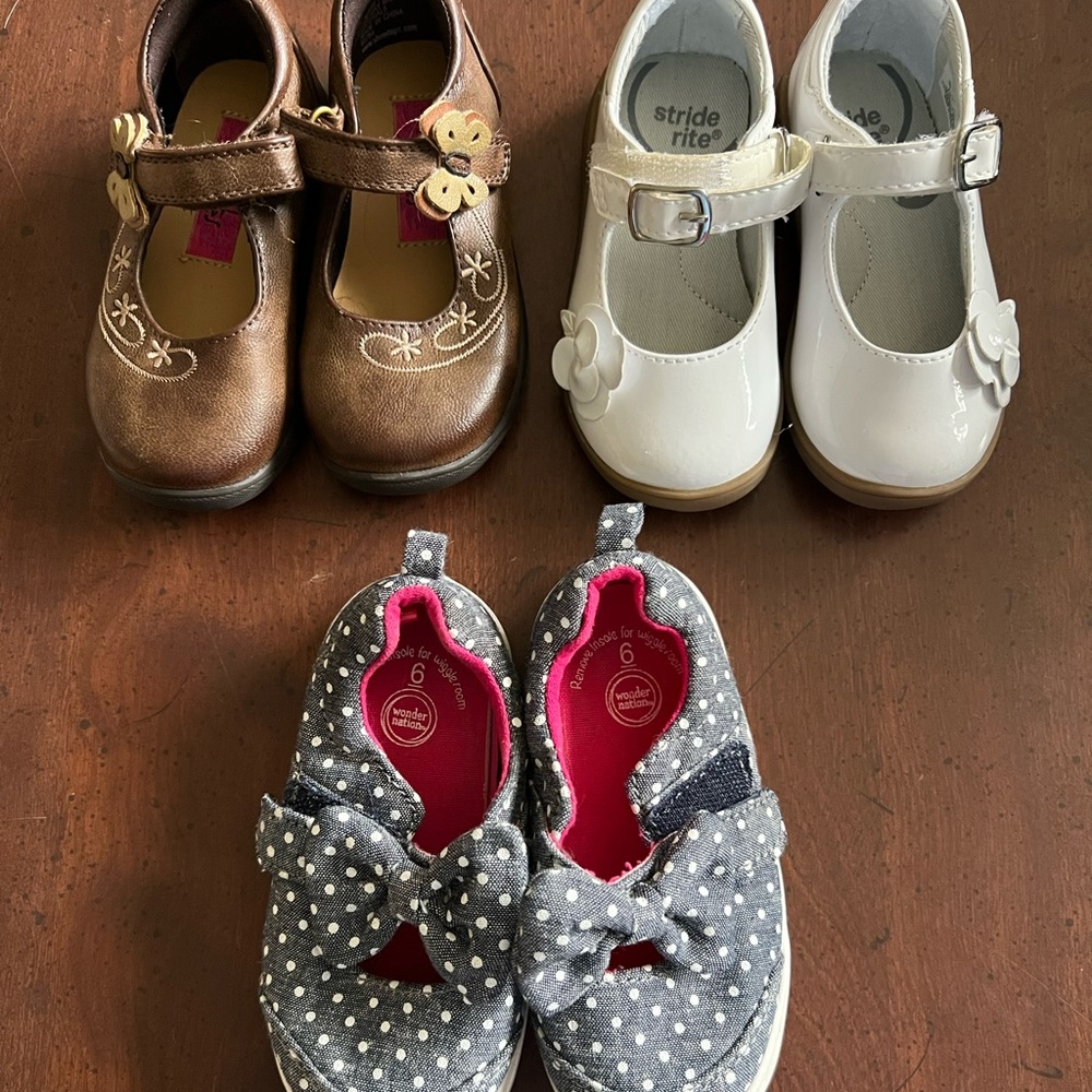 Toddler girl shoes 3 pairs size 6